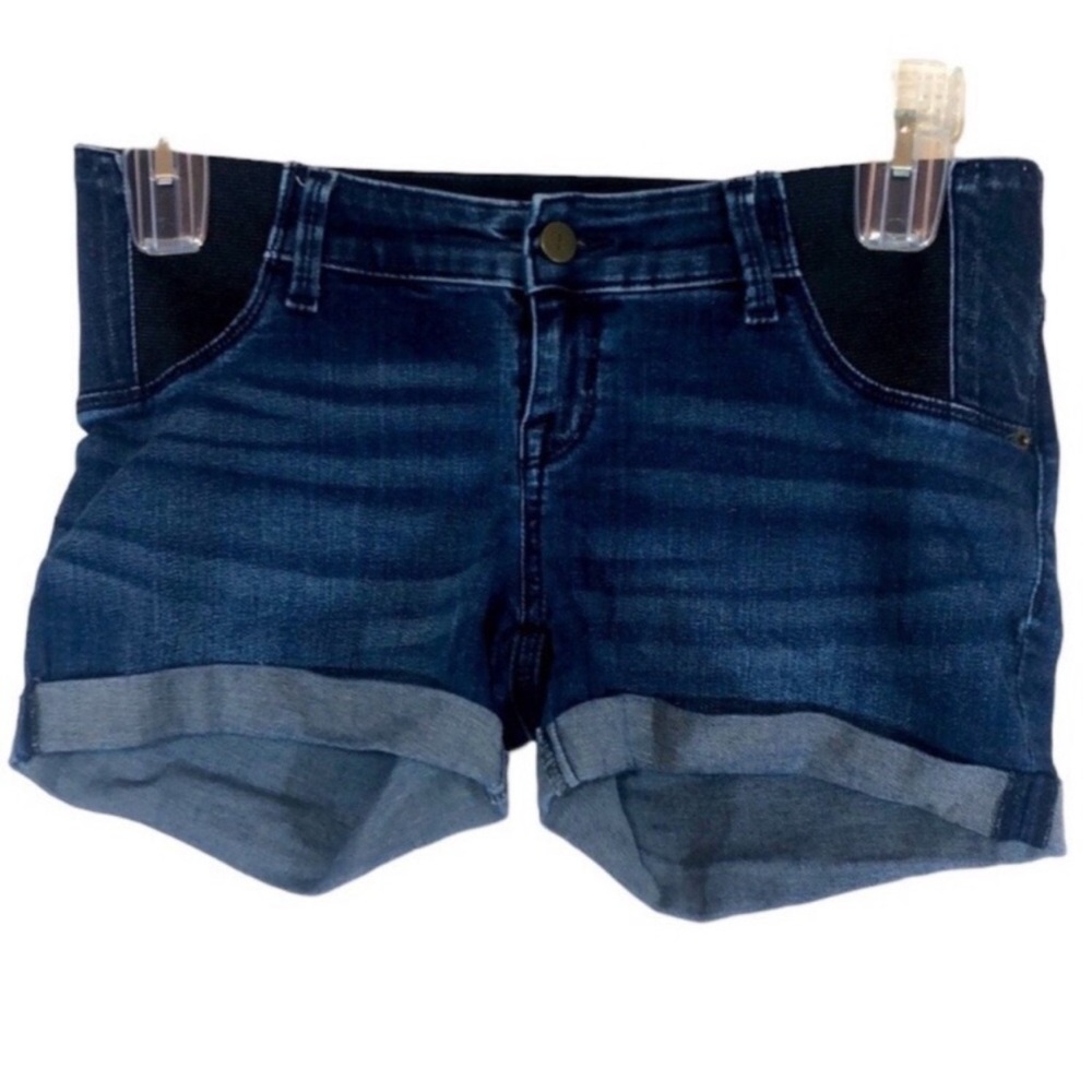 Isabel Maternity Women’s Sz 2 Denim Rolled Cuff Shorts MIDI Excellent Concition
